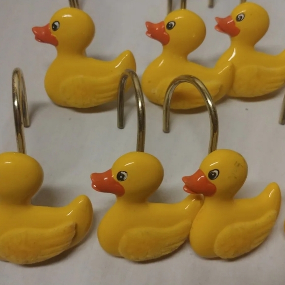 Shower Curtain Hooks Baby Ducks Yellow /orange Set Of 10 - Picture 2 of 3